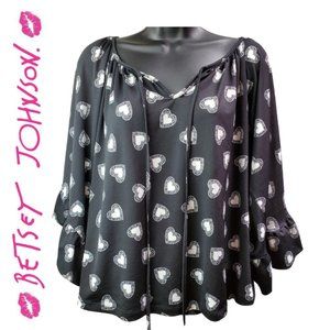 Betsey Johnson Black Blouse Bell Sleeves Sm